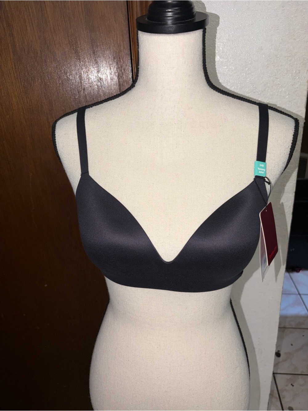 Tommy John Second Skin Lightly Lined Demi Bra - Black Size 34 B